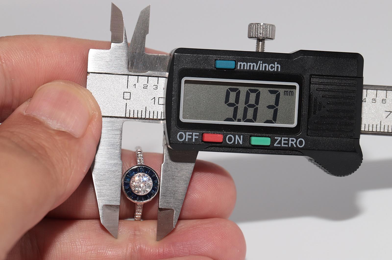 New Made 18k Gold Natural Old Cut Diamant und Saphir Solitär Ring im Angebot 5