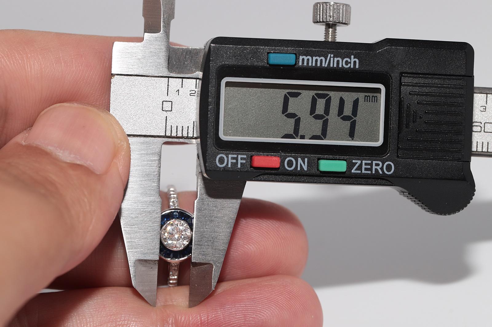 New Made 18k Gold Natural Old Cut Diamant und Saphir Solitär Ring im Angebot 6