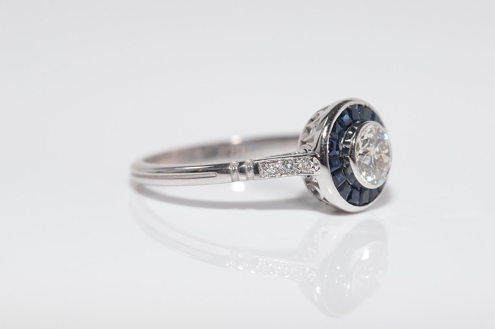 New Made 18k Gold Natural Old Cut Diamant und Saphir Solitär Ring im Zustand „Neu“ im Angebot in Fatih/İstanbul, 34