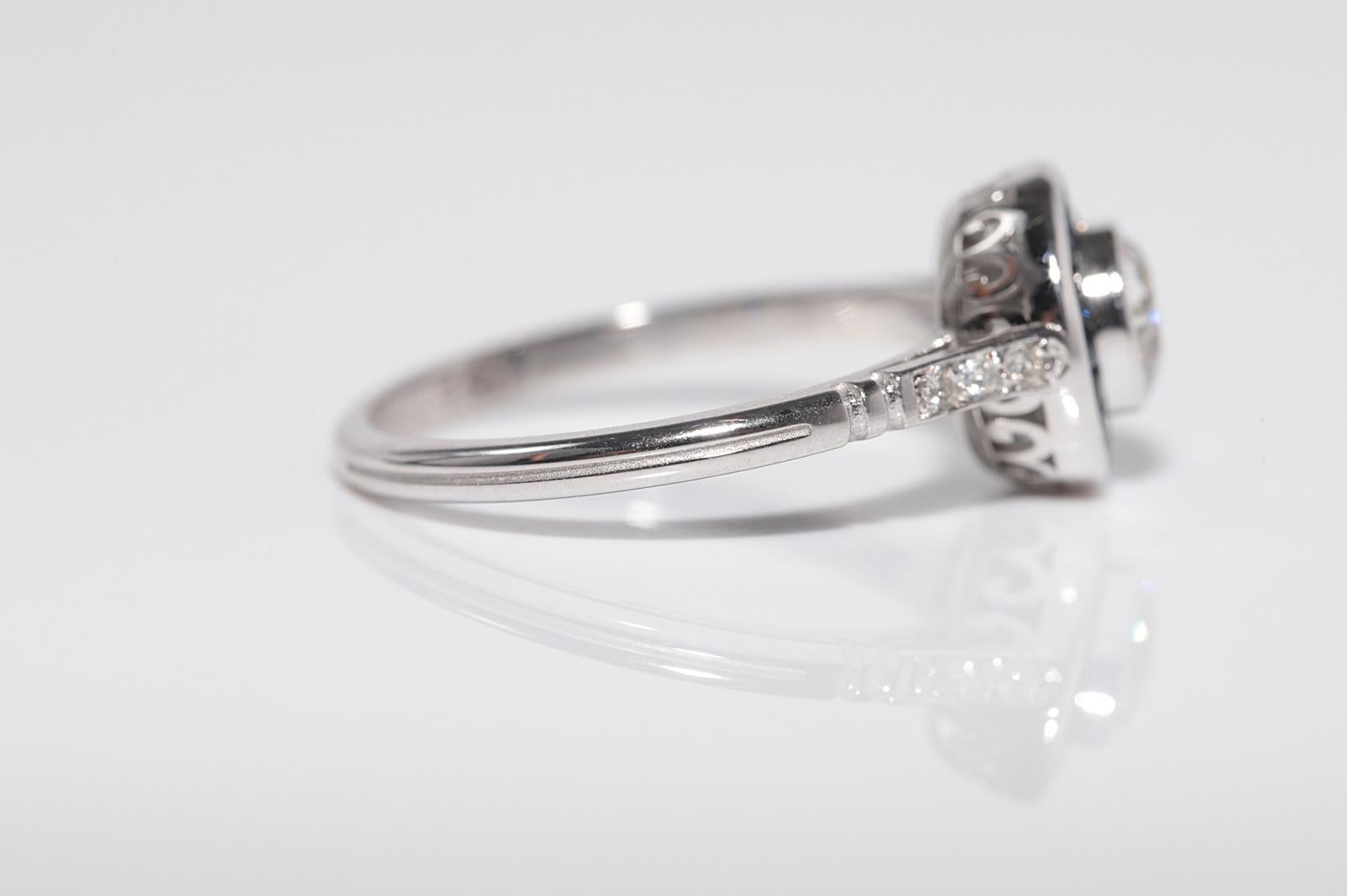 New Made 18k Gold Natural Old Cut Diamant und Saphir Solitär Ring Damen im Angebot