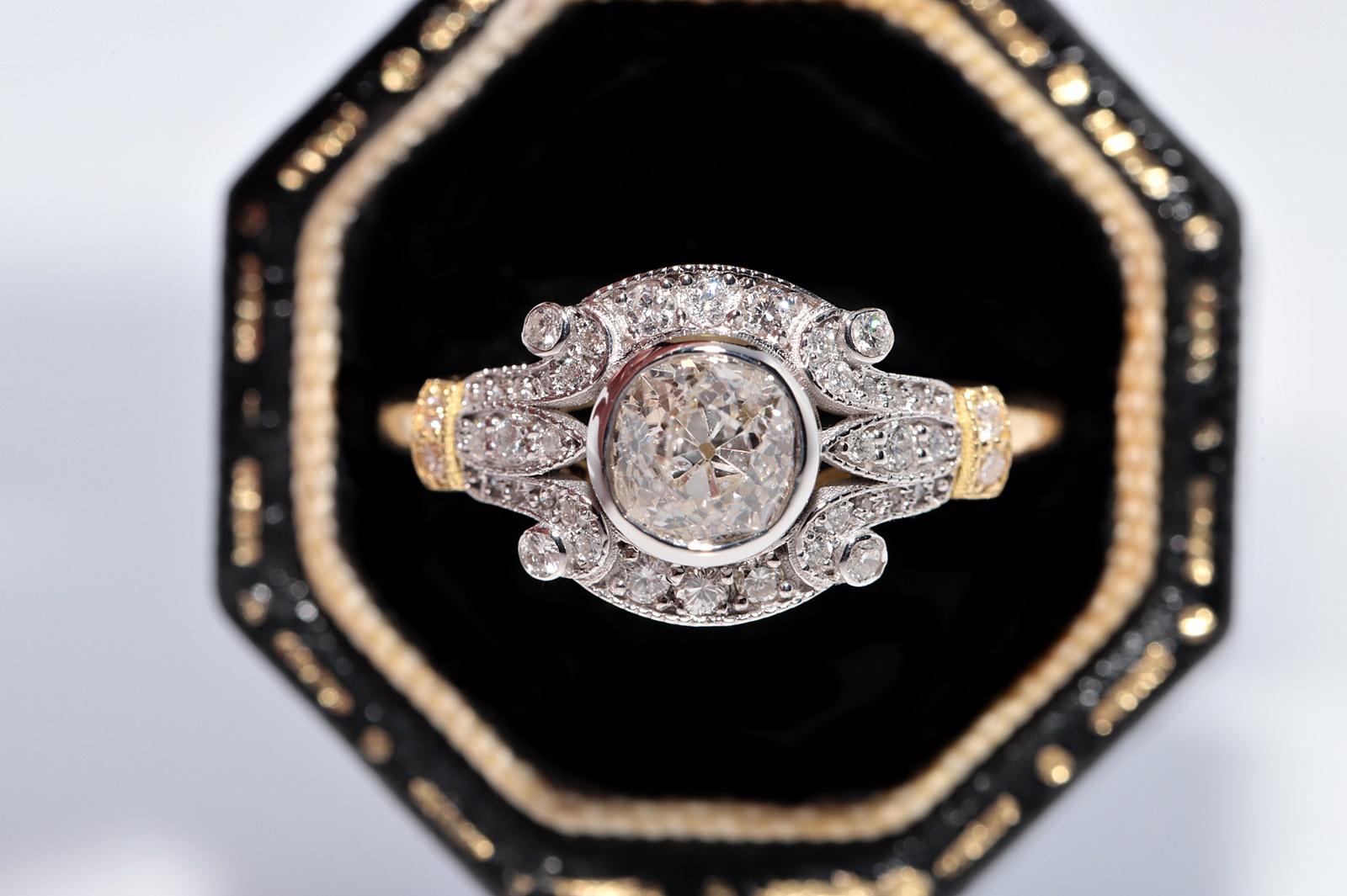 Neu gemacht 18k Gold Natürliche Altschliff Diamant dekoriert Erstaunlich Ring im Angebot 2