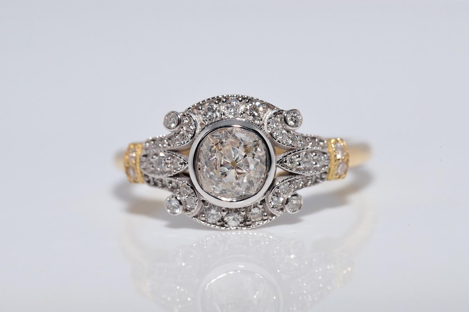 Neu gemacht 18k Gold Natürliche Altschliff Diamant dekoriert Erstaunlich Ring im Angebot 3
