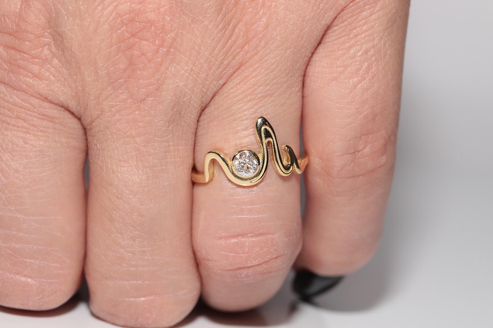 Neu Hergestellter 18k Gold Natürlicher Altschliff Diamant Dekorierter Solitär Ring im Angebot 9