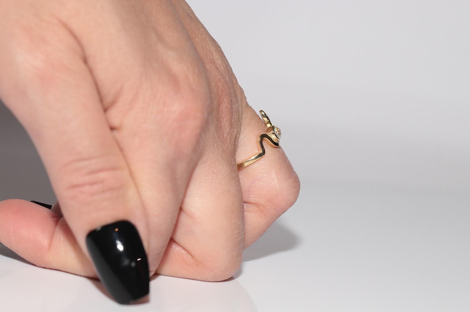 Neu Hergestellter 18k Gold Natürlicher Altschliff Diamant Dekorierter Solitär Ring im Angebot 10