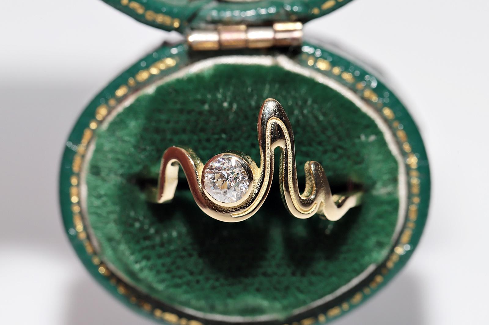 Neu Hergestellter 18k Gold Natürlicher Altschliff Diamant Dekorierter Solitär Ring im Angebot 11