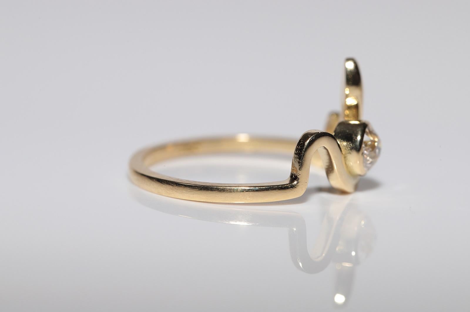 New Made 18k Gold Natural Old Cut Diamond Decorated Solitaire Ring In New Condition For Sale In Fatih/İstanbul, 34