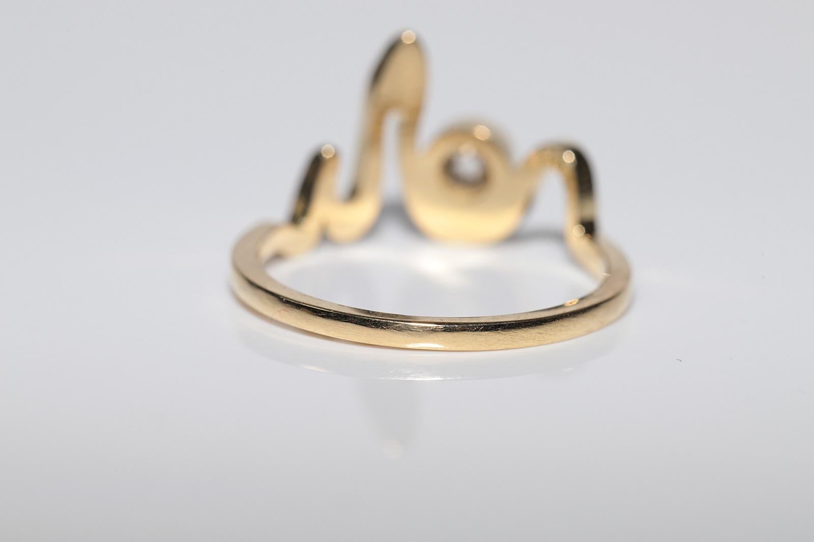 New Made 18k Gold Natural Old Cut Diamond Decorated Solitaire Ring For Sale 1