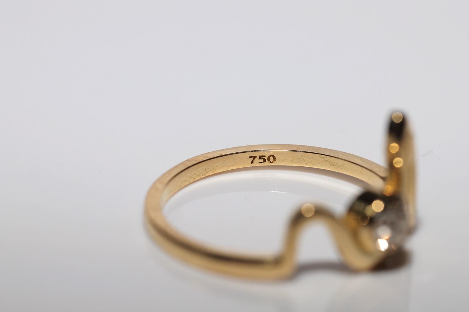 Neu Hergestellter 18k Gold Natürlicher Altschliff Diamant Dekorierter Solitär Ring im Angebot 2