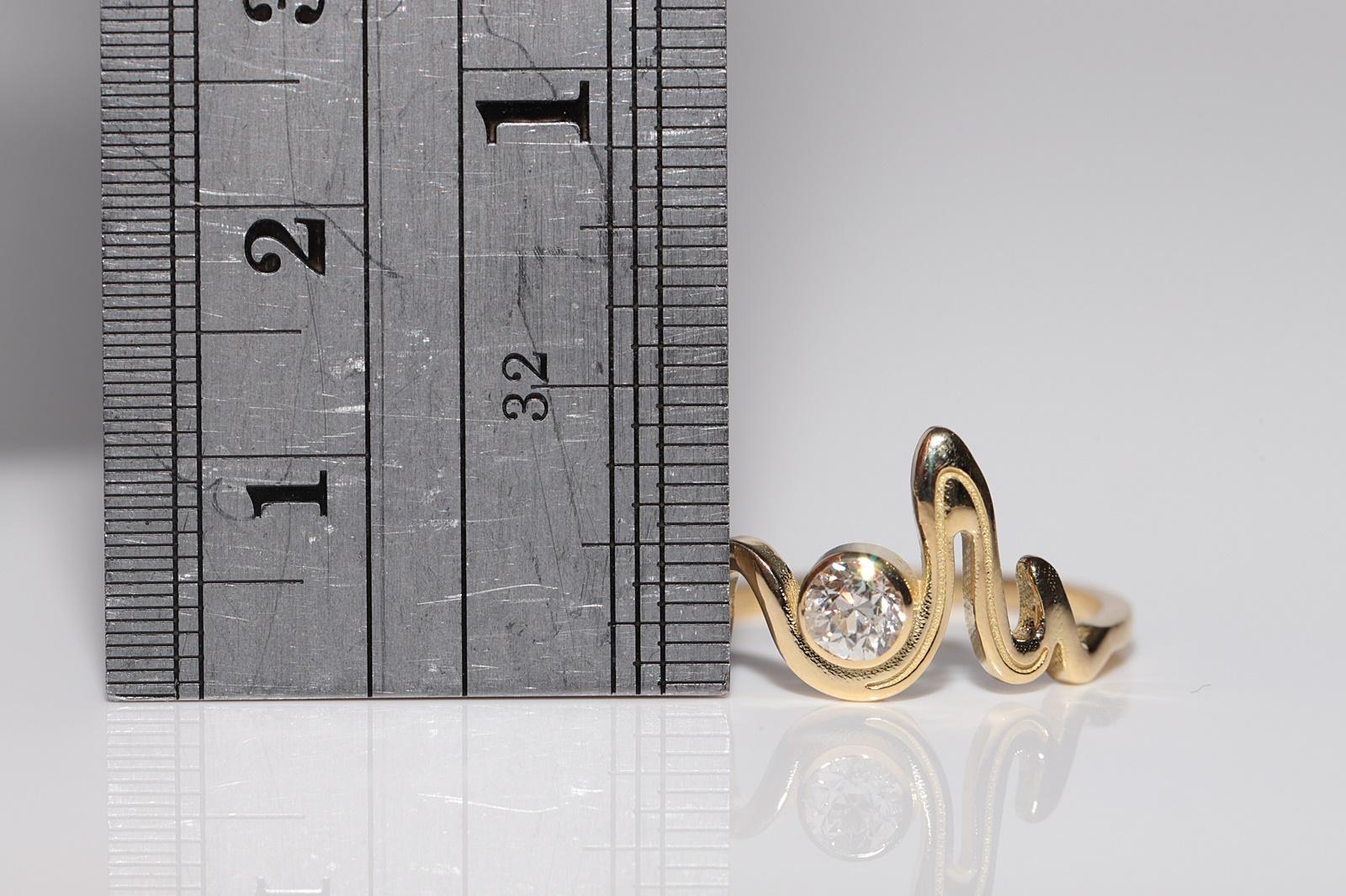 Neu Hergestellter 18k Gold Natürlicher Altschliff Diamant Dekorierter Solitär Ring im Angebot 3