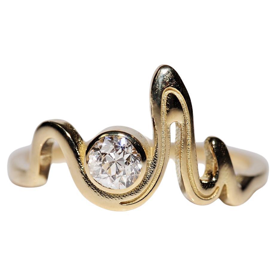 Anello solitario decorato con diamanti naturali taglio vecchio di nuova produzione in oro 18 carati