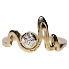 Anello solitario decorato con diamanti naturali taglio vecchio di nuova produzione in oro 18 carati