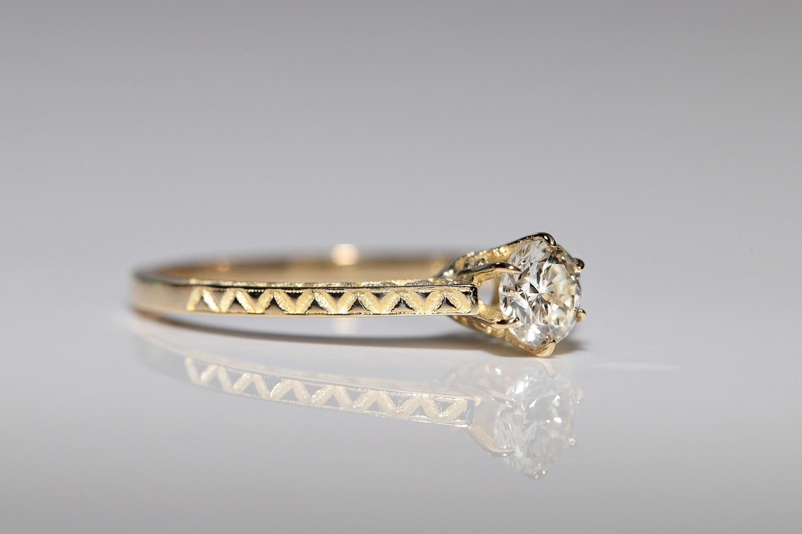 New Made 18k Gold Natural Old Cut Diamond Decorated Solitaire Wedding Ring In New Condition For Sale In Fatih/İstanbul, 34