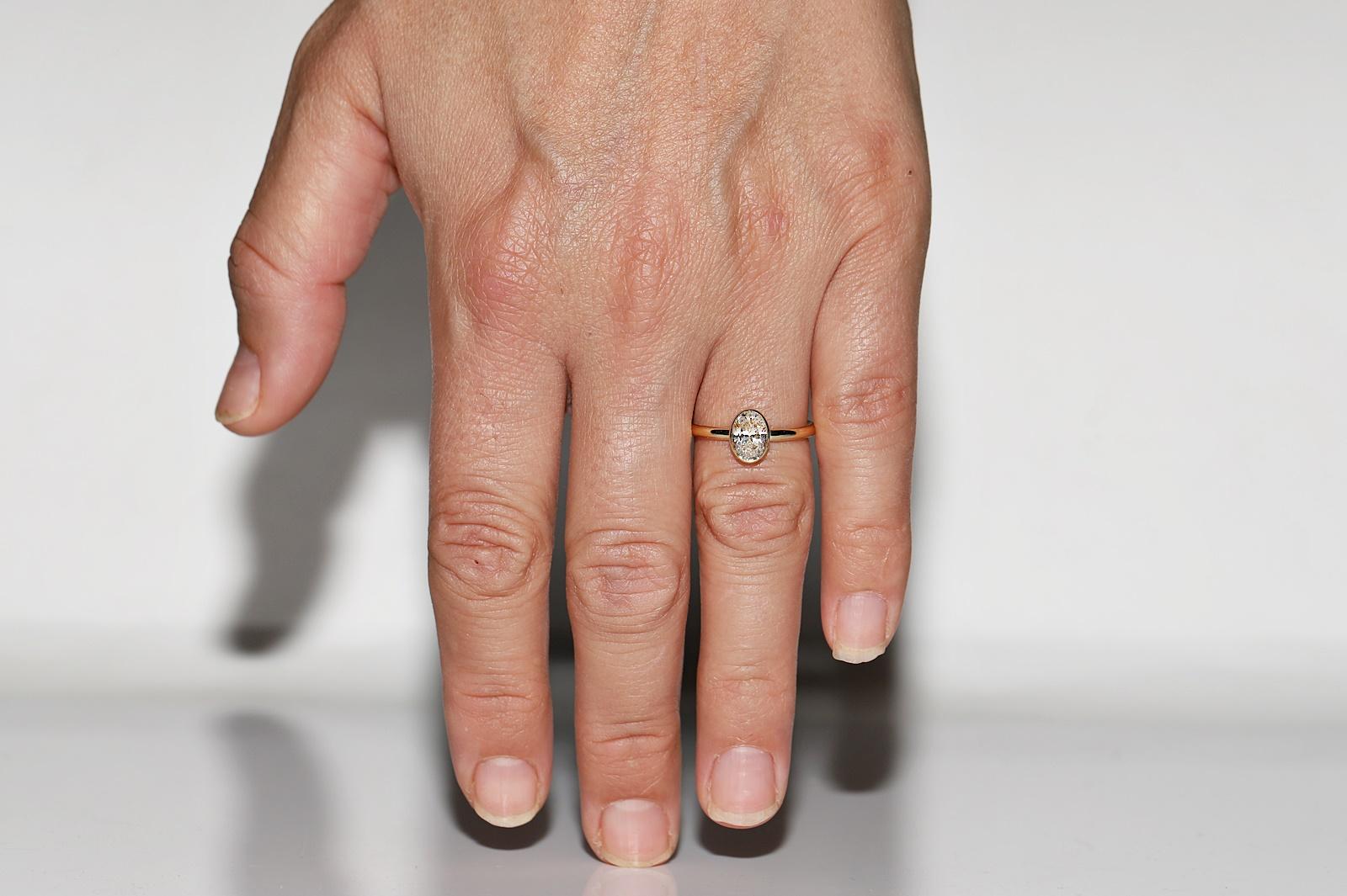 Neu Hergestellt 18k Gold Natürlicher Ovalschliff  Verzierter Solitär-Ring mit Diamant im Angebot 6