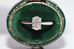 Anello solitario decorato con diamanti ovali naturali in oro 18k di nuova produzione