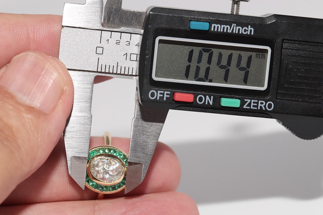 New Made Bague en or 18k diamant naturel taille rose et émeraude taille calibre en vente 6