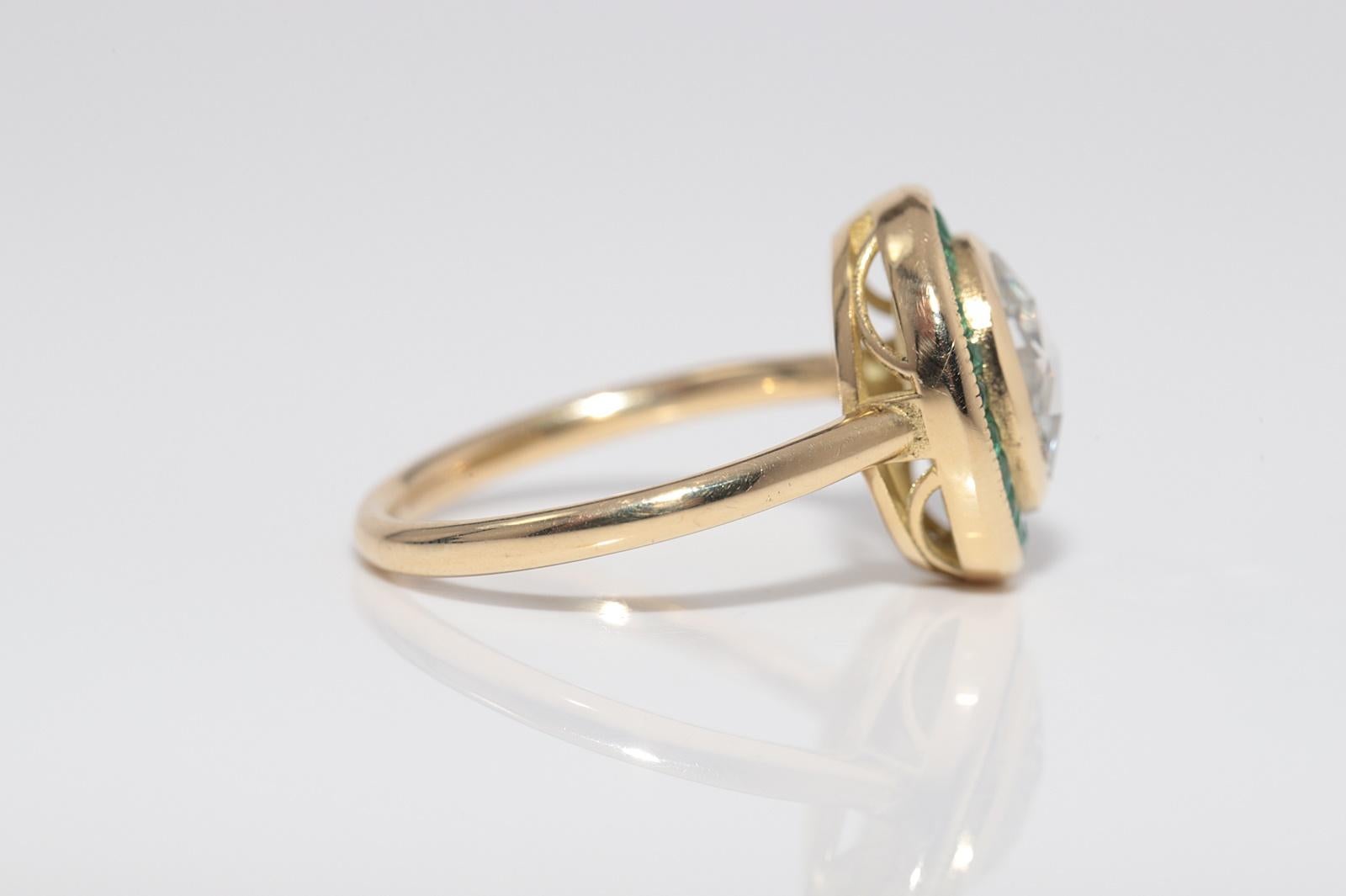 New Made Bague en or 18k diamant naturel taille rose et émeraude taille calibre Neuf - En vente à Fatih/İstanbul, 34