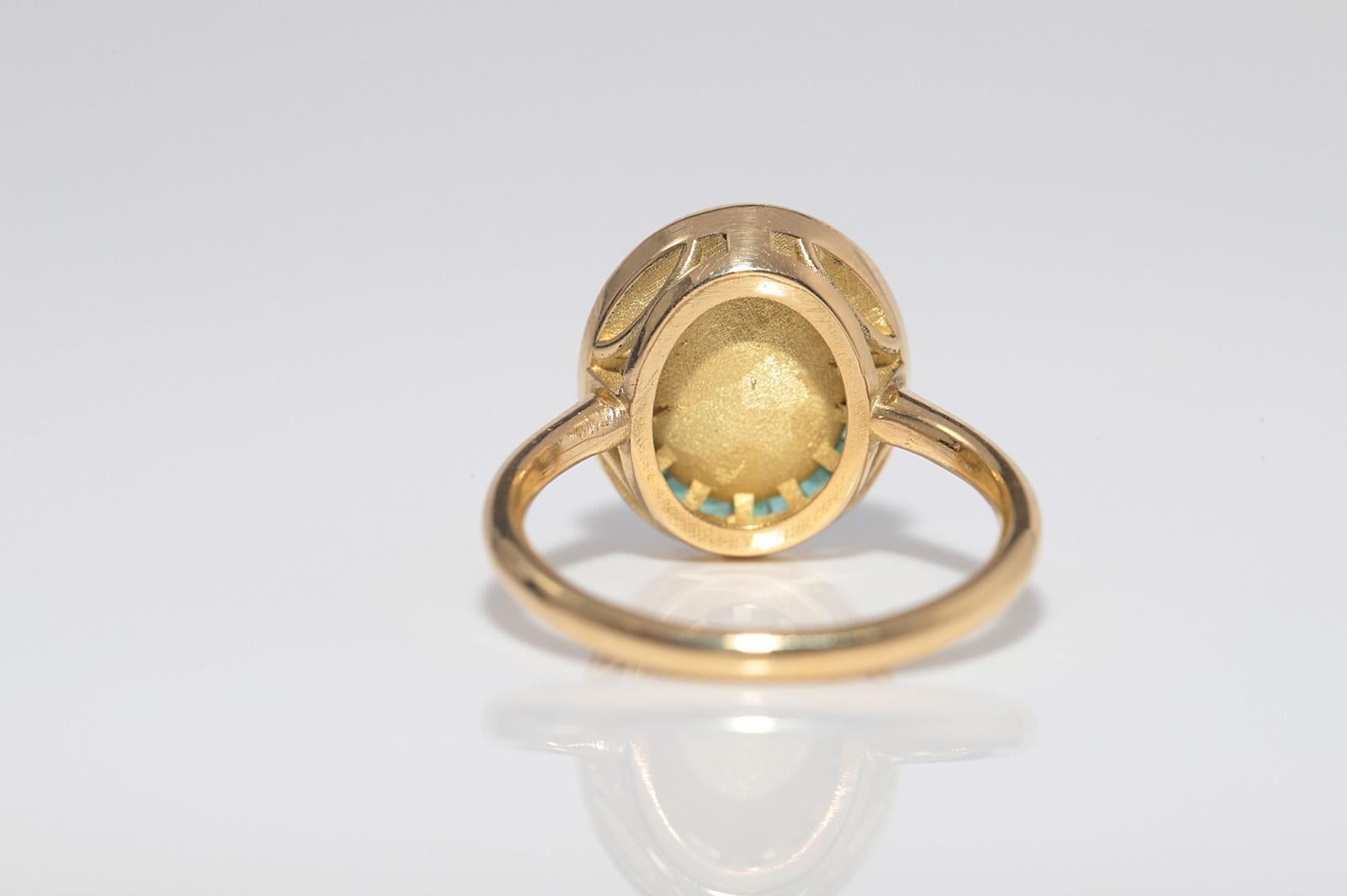 New Made Bague en or 18k diamant naturel taille rose et émeraude taille calibre Pour femmes en vente