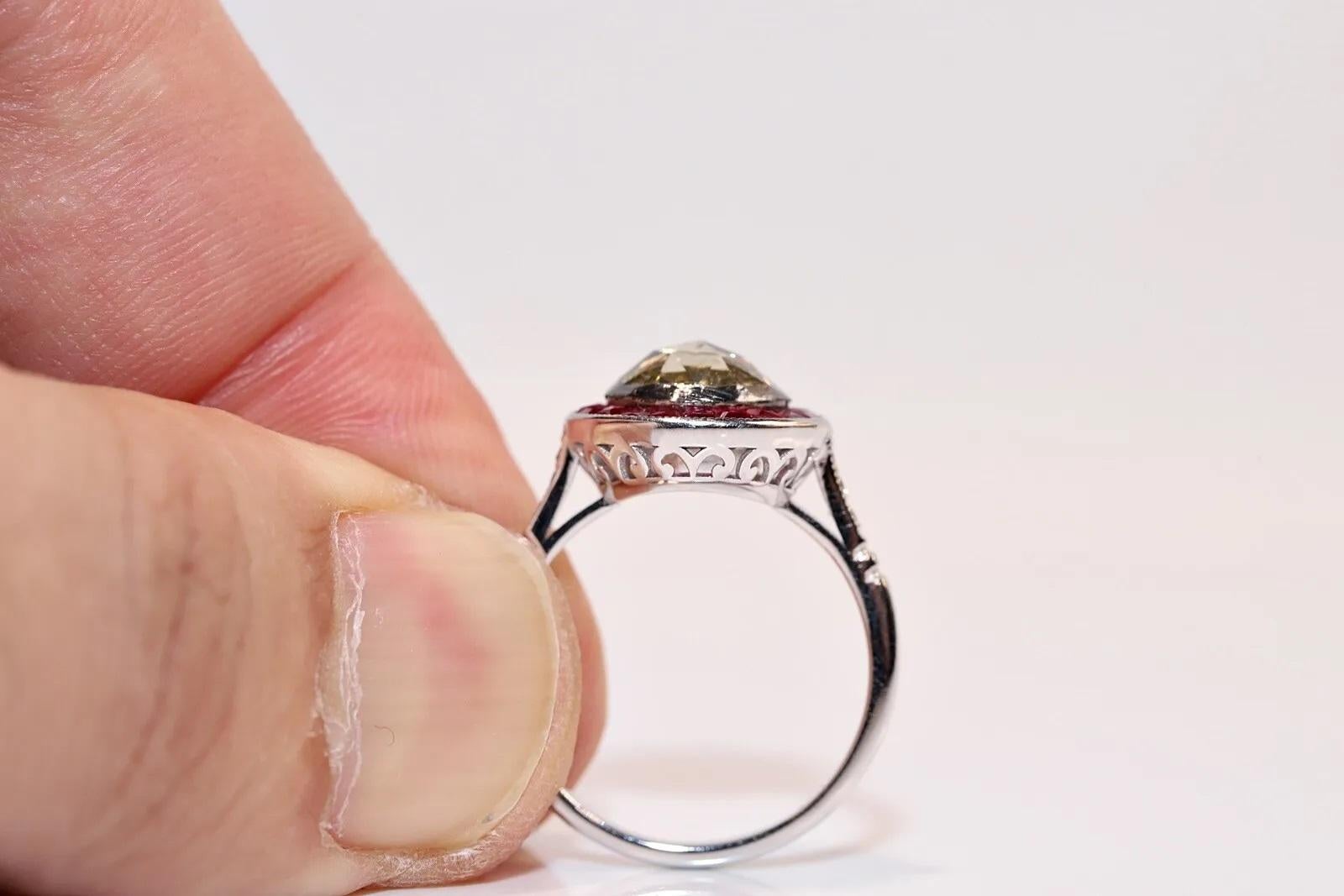 New Made 18k Gold Natural Rose Cut Diamond und Kaliber Rubin dekoriert Ring  im Angebot 5