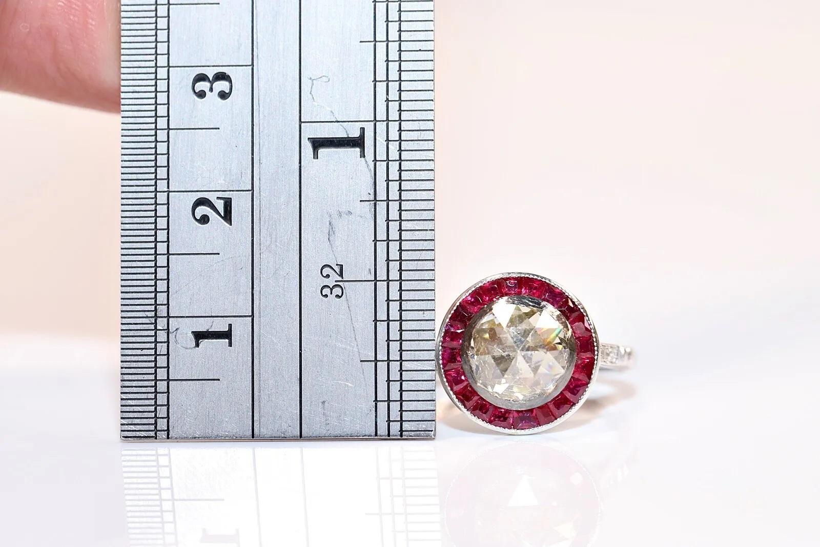 New Made 18k Gold Natural Rose Cut Diamond und Kaliber Rubin dekoriert Ring  Damen im Angebot