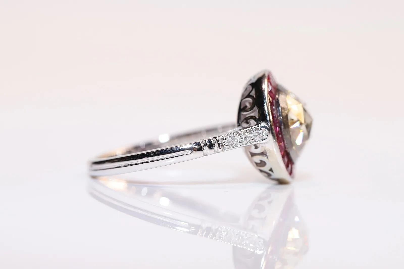 New Made 18k Gold Natural Rose Cut Diamond und Kaliber Rubin dekoriert Ring  im Angebot 3