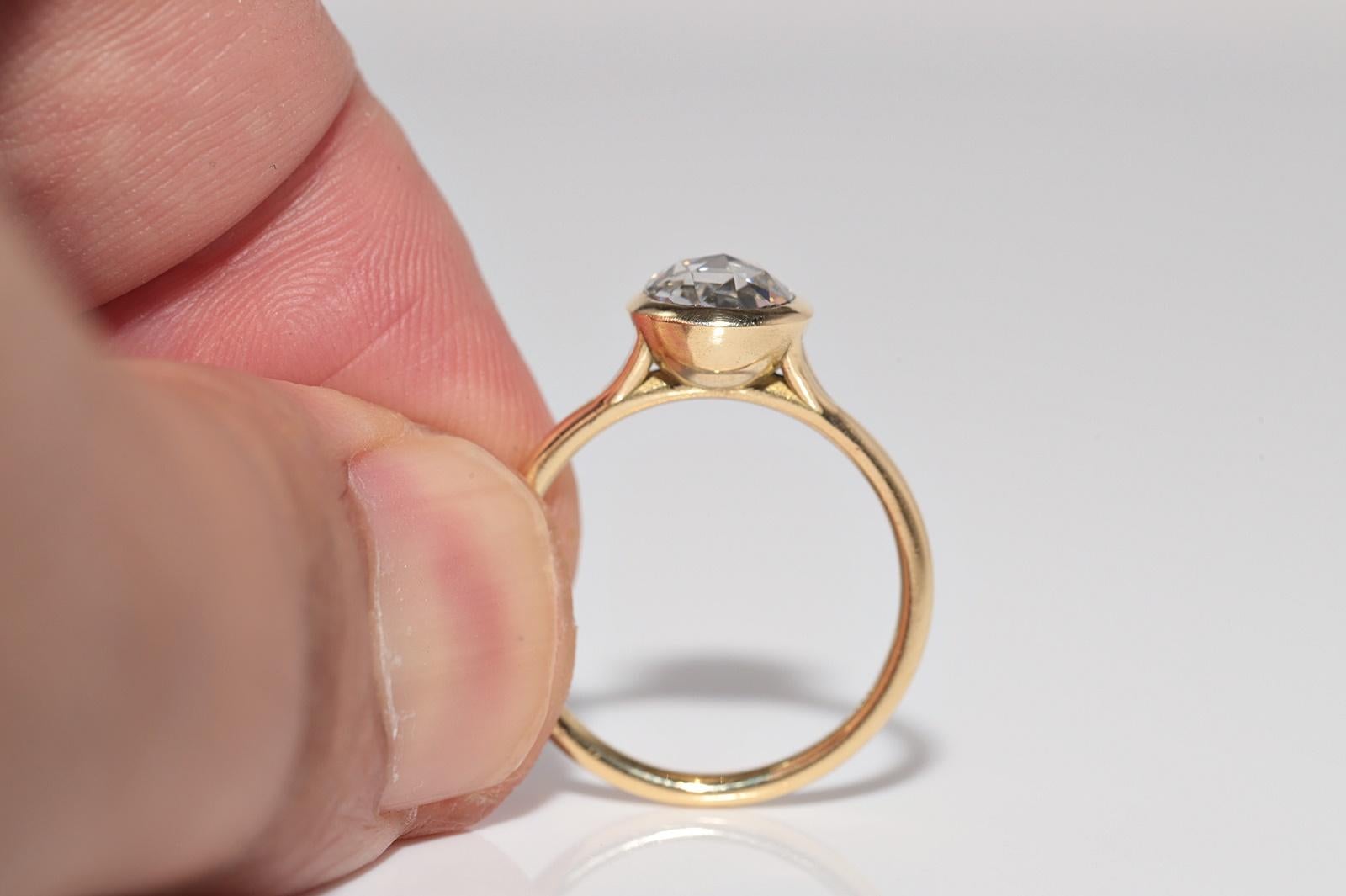 New Made 18k Gold Natural Rose Cut Diamond Decorated Solitaire Ring For Sale 5