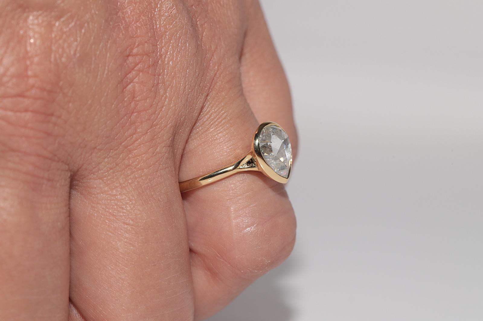 New Made 18k Gold Anello solitario in oro naturale con diamanti taglio rosa e taglio a pera in vendita 9