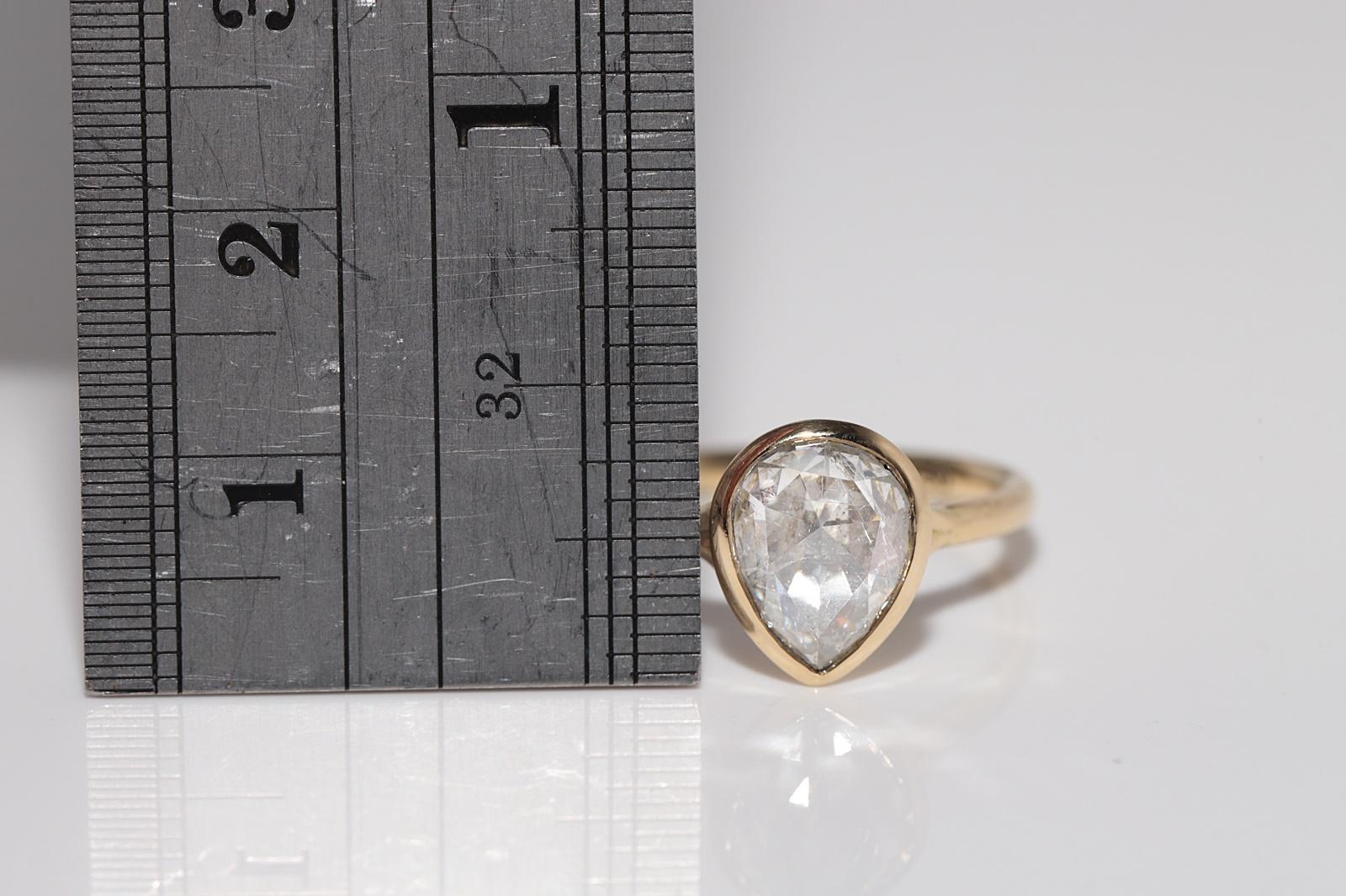 New Made 18k Gold Anello solitario in oro naturale con diamanti taglio rosa e taglio a pera In condizioni Nuovo in vendita a Fatih/İstanbul, 34