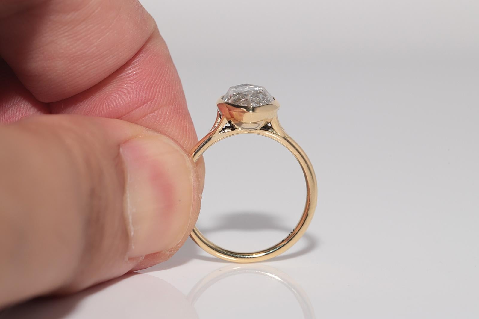 New Made 18k Gold Anello solitario in oro naturale con diamanti taglio rosa e taglio a pera in vendita 1