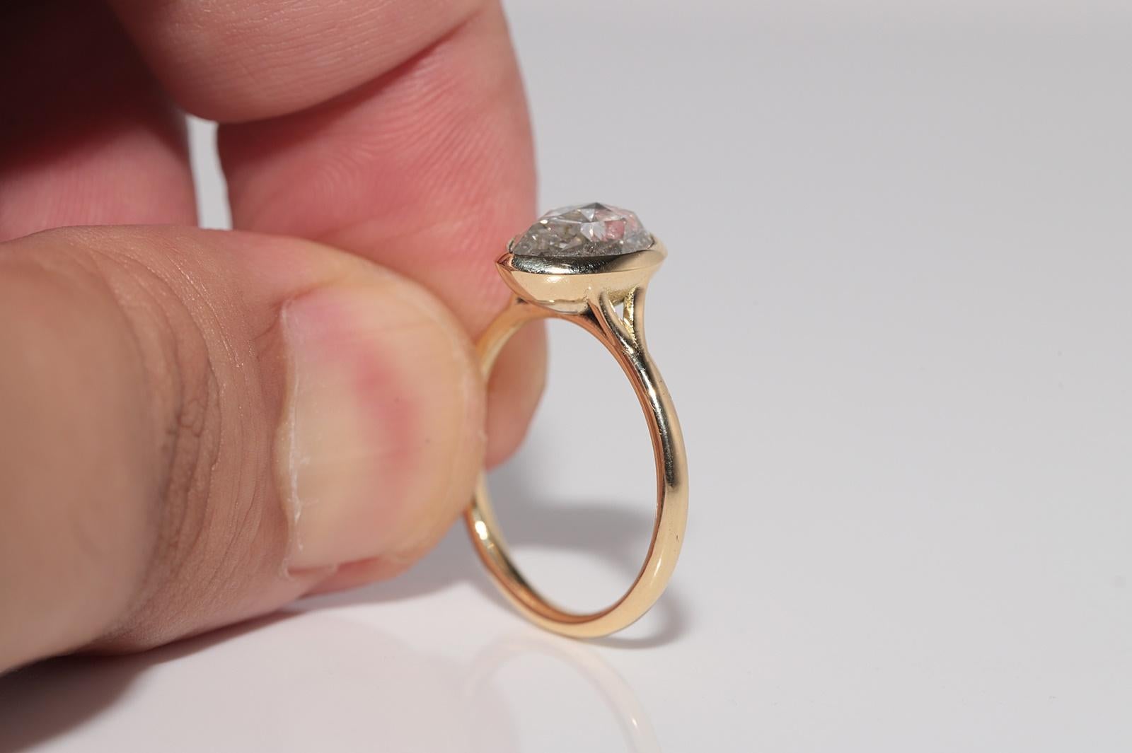 New Made 18k Gold Anello solitario in oro naturale con diamanti taglio rosa e taglio a pera in vendita 2