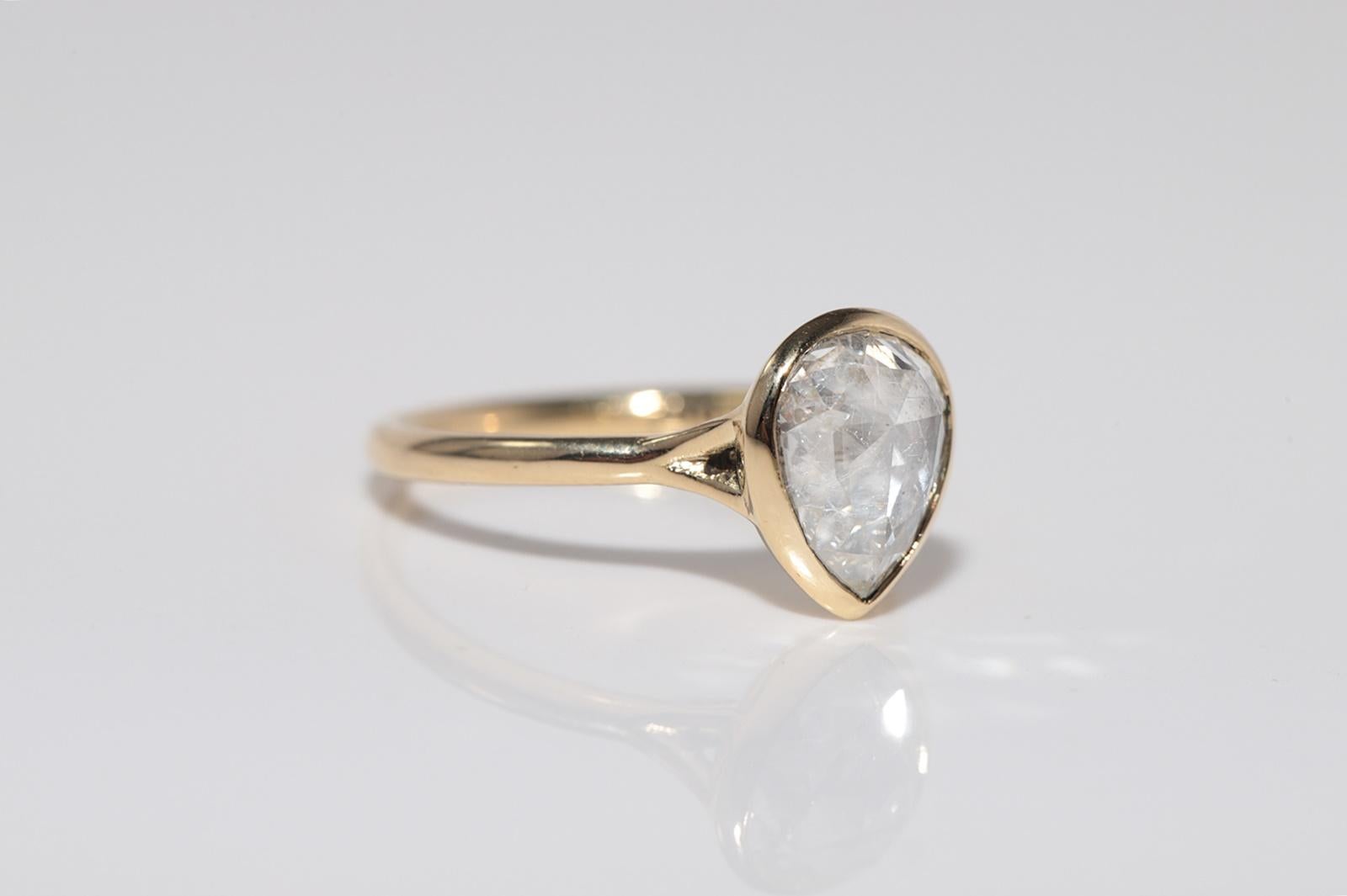 New Made 18k Gold Anello solitario in oro naturale con diamanti taglio rosa e taglio a pera in vendita 3