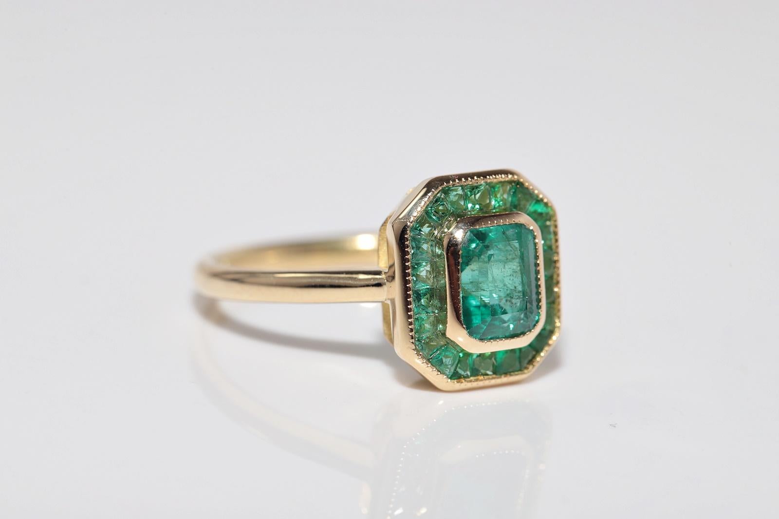 New Made 18k Gold Natural Square Cut und Kaliber Cut Emerald Ring im Zustand „Neu“ im Angebot in Fatih/İstanbul, 34