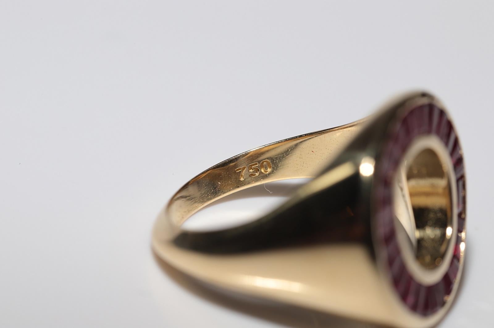 New Made 18k Gold natürlichen konischen Schliff Rubin dekoriert Runde  Ring im Angebot 4