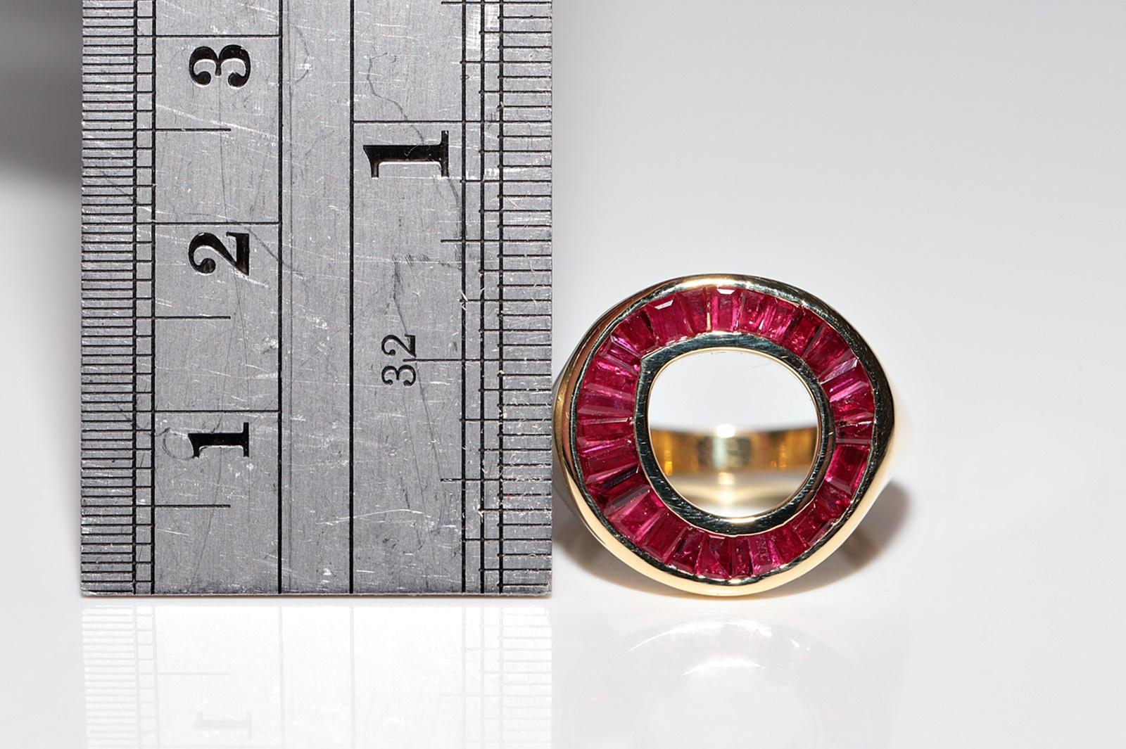 New Made 18k Gold natürlichen konischen Schliff Rubin dekoriert Runde  Ring Damen im Angebot