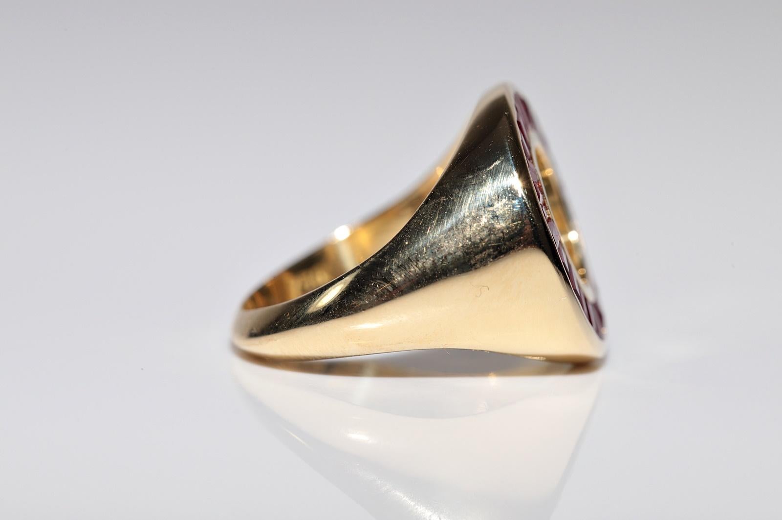 New Made 18k Gold natürlichen konischen Schliff Rubin dekoriert Runde  Ring im Angebot 1