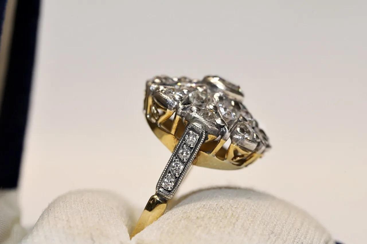 New Made 18k Gold Top Silver handmade Natural Diamond Decorated Ring For Sale 6