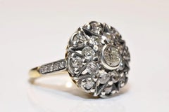 Anello decorato con diamanti naturali, fatto a mano, in oro 18k e argento, di nuova produzione