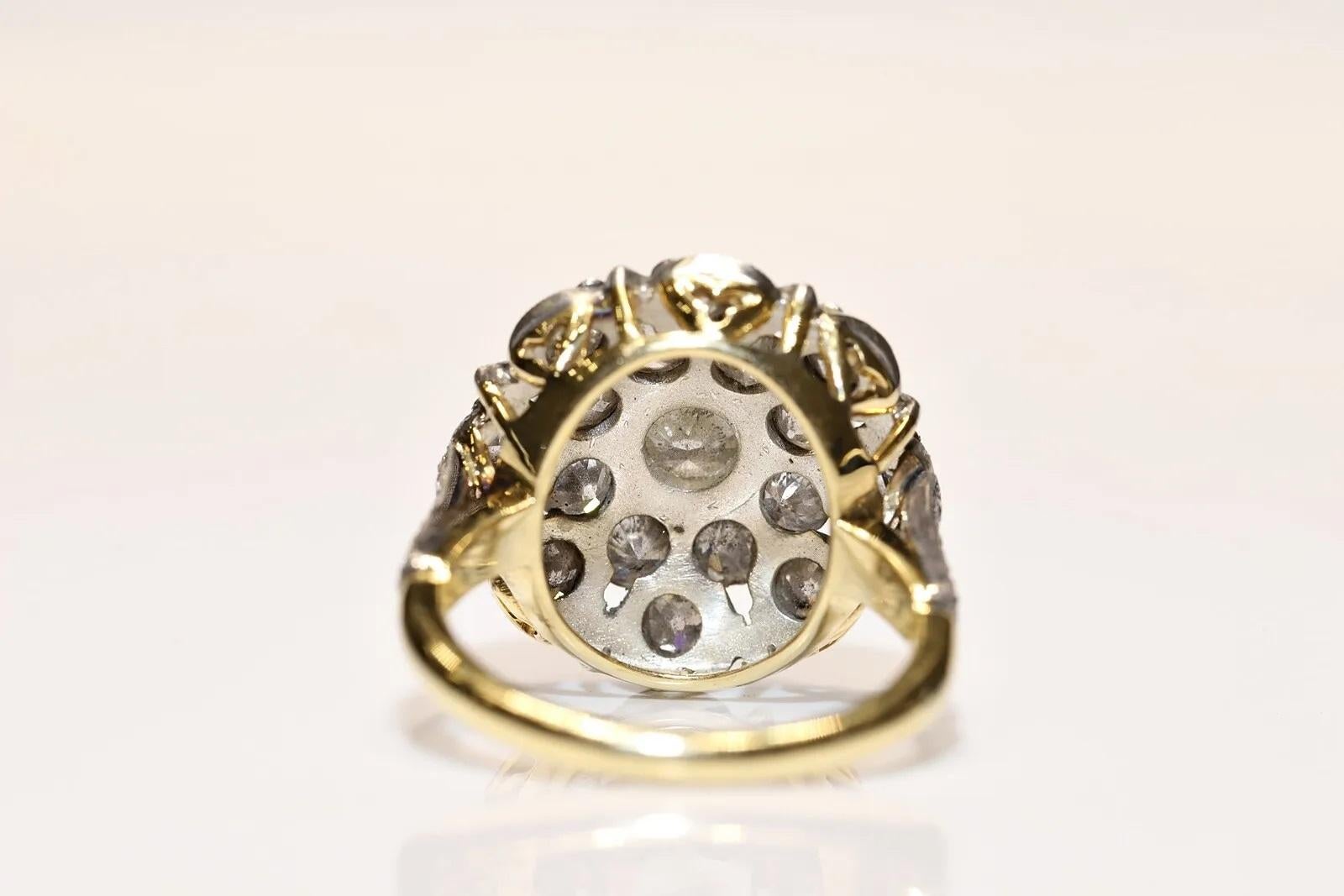 Old Mine Cut New Made 18k Gold Top Silver handmade Natural Diamond Decorated Ring For Sale