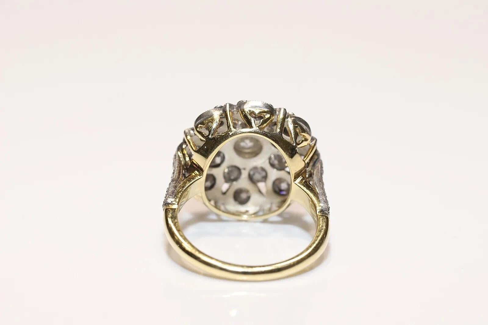 New Made 18k Gold Top Silver handmade Natural Diamond Decorated Ring In New Condition For Sale In Fatih/İstanbul, 34