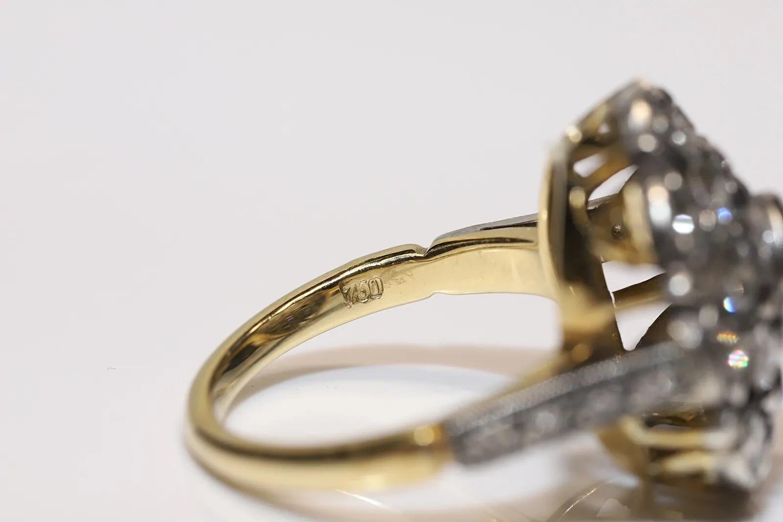 Neuer handgefertigter 18 Karat Gold Top Silber handgefertigter natürlicher Diamant-Dekorierter Ring im Angebot 1