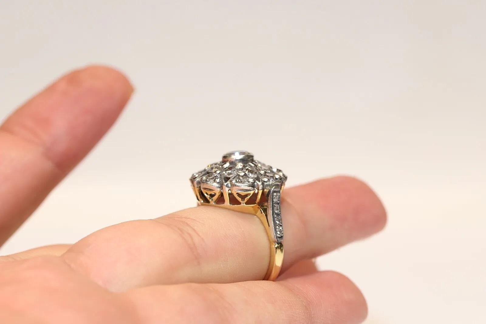 Neuer handgefertigter 18 Karat Gold Top Silber handgefertigter natürlicher Diamant-Dekorierter Ring im Angebot 3