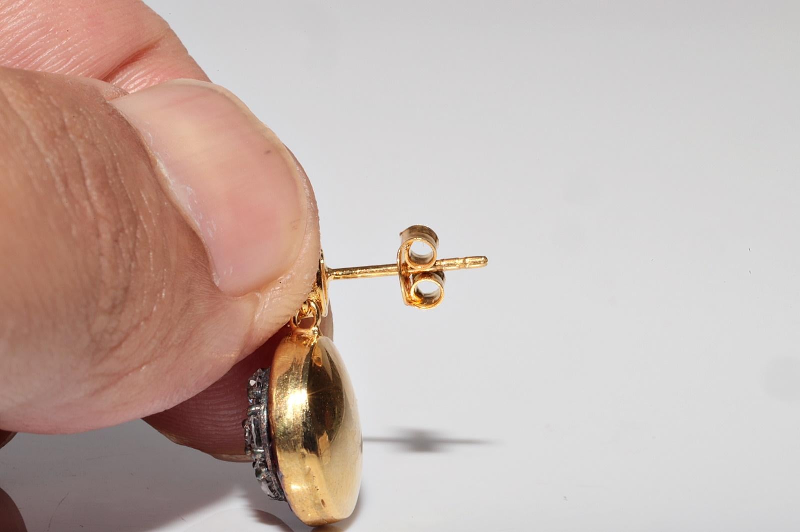 New Made 18k Gold Top Silver Natural Diamond and Caliber Ruby Decorated Earring en vente 1