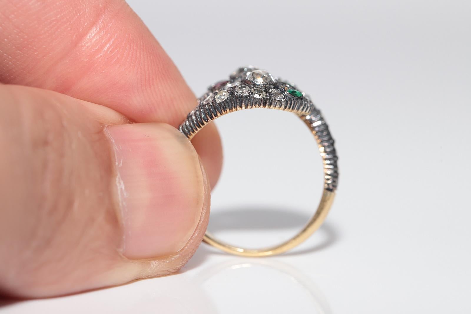 De las mujeres Anillo de serpiente con diamante natural y rubí esmeralda en oro de 18 quilates y plata de primera ley en venta