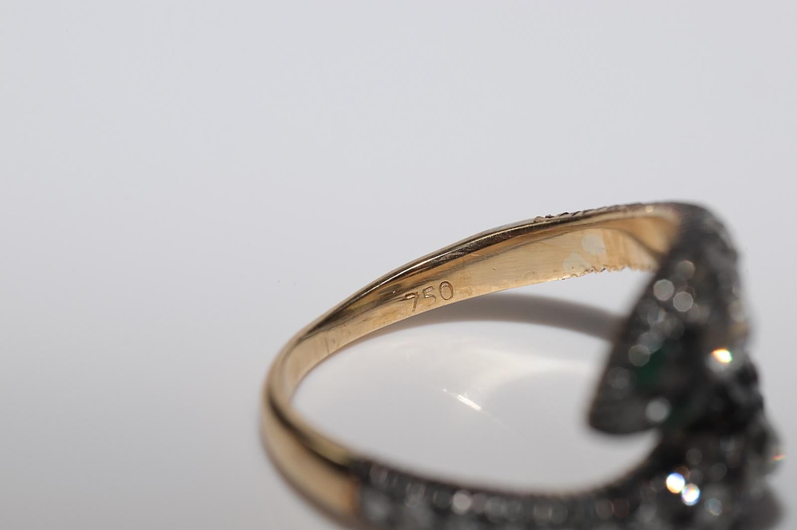 Anillo de serpiente con diamante natural y rubí esmeralda en oro de 18 quilates y plata de primera ley en venta 3