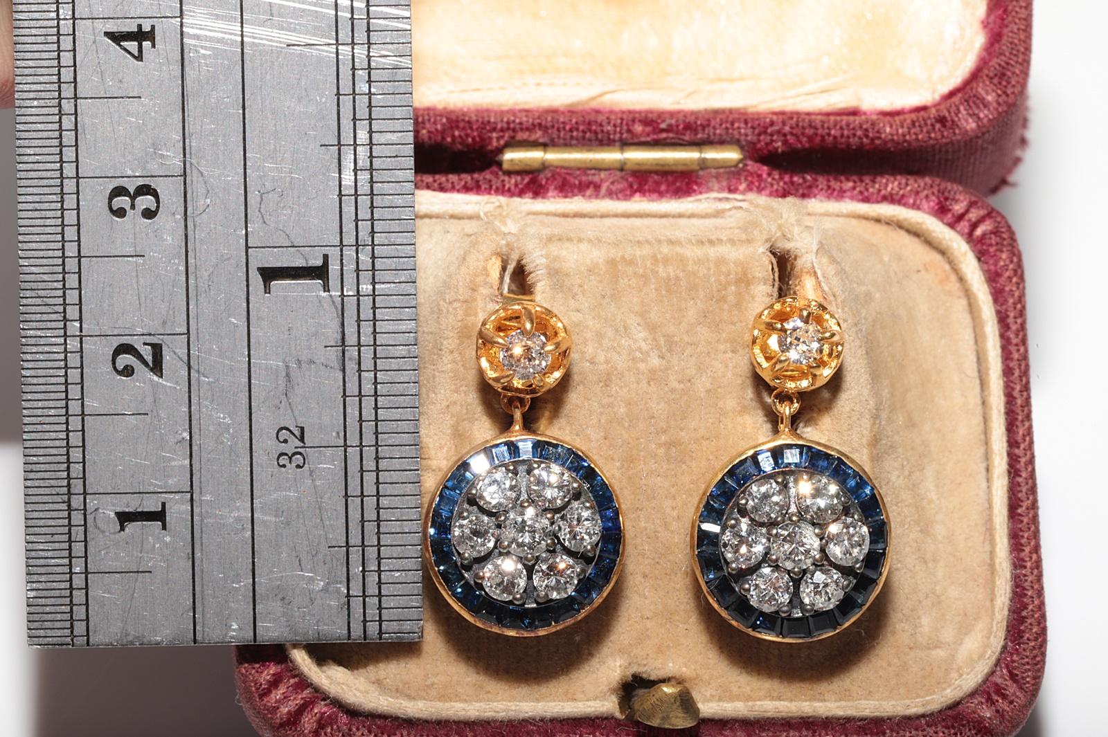 Neu Hergestellter 18k Gold Top Silber Natürlicher Diamant Kaliber Saphir Dekorierter Ohrring im Zustand „Neu“ im Angebot in Fatih/İstanbul, 34