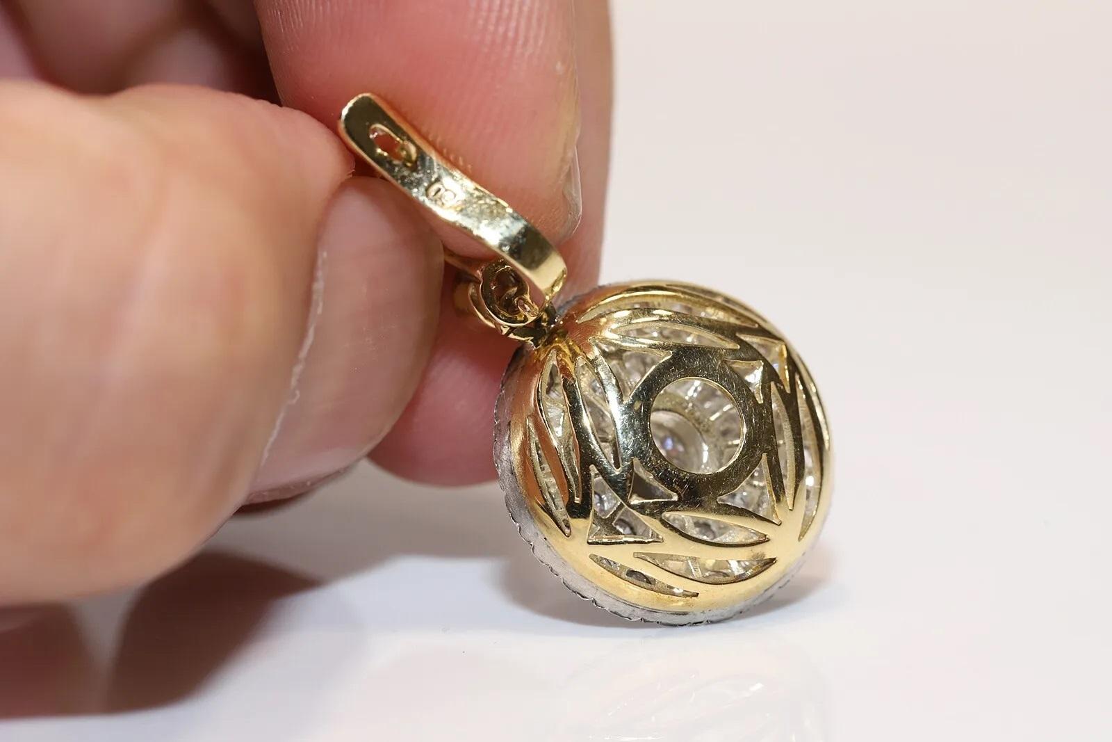 Taille brillant New Made 18k Gold Top Silver Natural Diamond Decorated Handmade Earring en vente