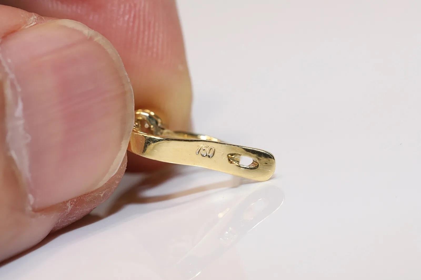 New Made 18k Gold Top Silver Natural Diamond Decorated Handmade Earring Pour femmes en vente