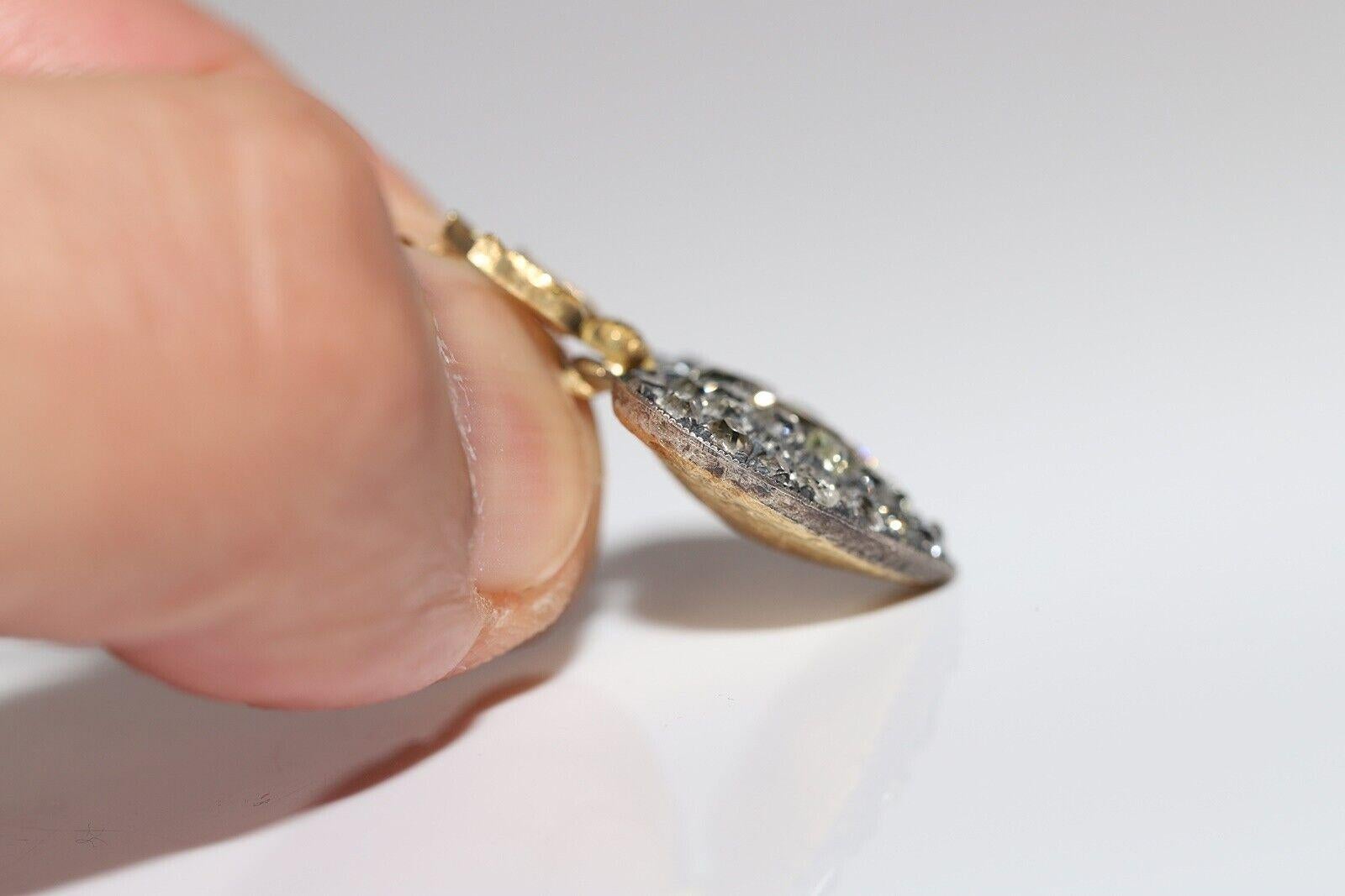 New Made 18k Plateau Argent Natural Old Cut Diamond  Collier à pendentifs en forme de cœur en vente 4