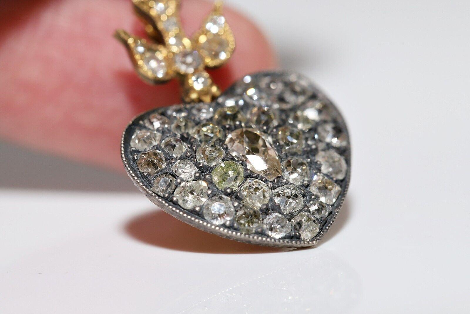 New Made 18k Plateau Argent Natural Old Cut Diamond  Collier à pendentifs en forme de cœur Neuf - En vente à Fatih/İstanbul, 34