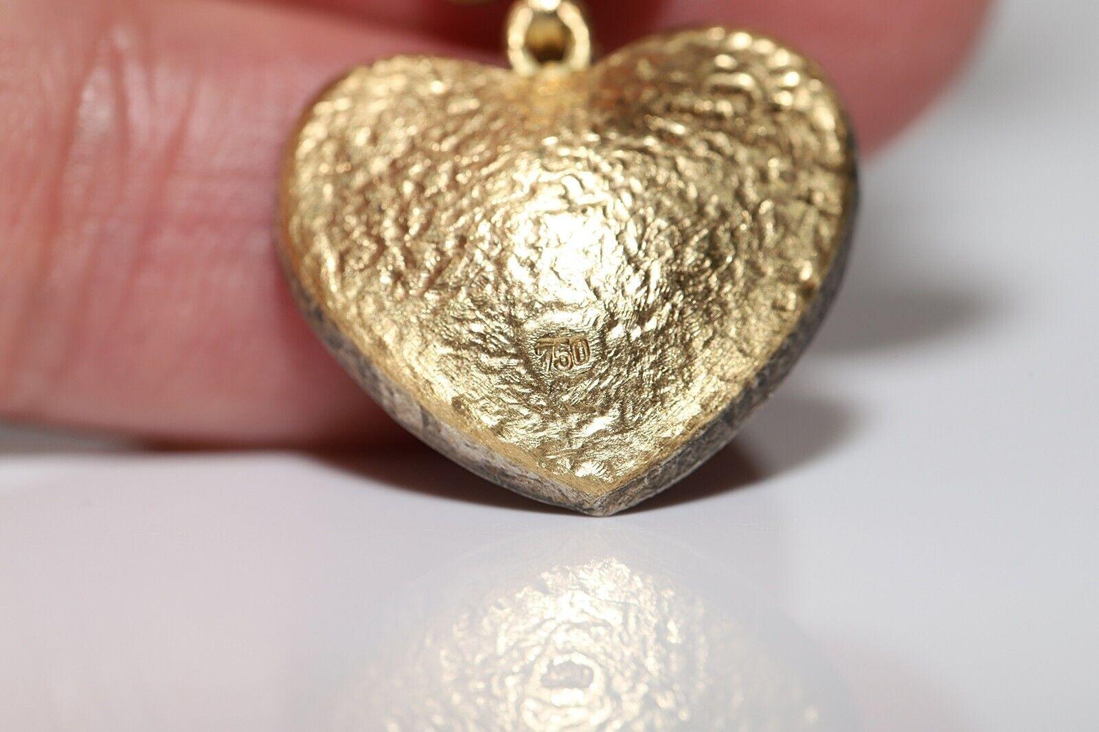 New Made 18k Plateau Argent Natural Old Cut Diamond  Collier à pendentifs en forme de cœur en vente 1