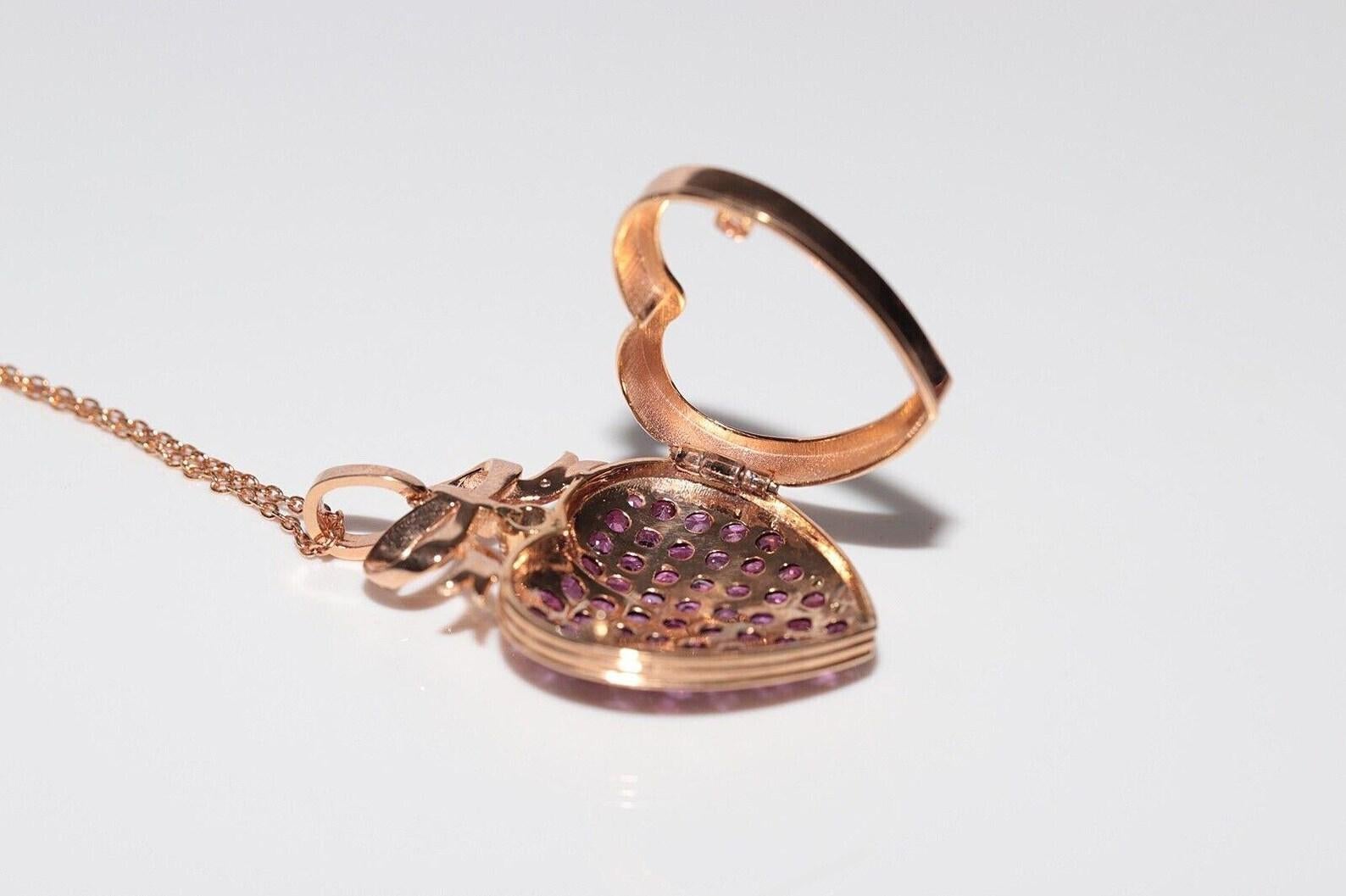 New Made 8k Gold natürlichen Diamanten und Rubin dekoriert Anhänger Halskette im Angebot 4